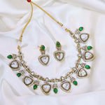 Pakistani Gold Tone American Diamond Choker Earrings Set For Wedding