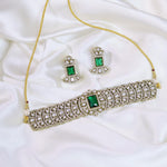 Floral Design AD Choker Earrings Indian Jewelry Set For Women