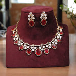 Pakistani Flower Design Polki Choker Kundan Earrings Set For Wedding