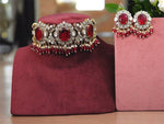 Pakistani Red Polki Choker Earrings Jewelry For Women