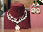 Double Layer Multicolor Polki Kundan Necklace Indian Jewelry Set