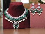 Green Bridal Floral Kundan Choker Earrings Set For Wedding