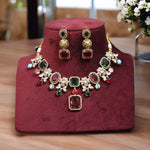 Multicolor Royal Indian Polki Choker Earrings Set | Kundan Jewelry | Indian Jewelry | Pakistani Necklace Set | Traditional Jewelry | Polki Necklace