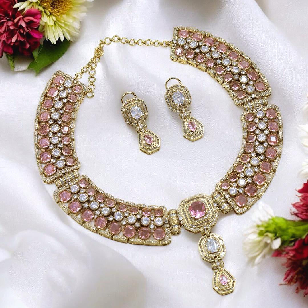 Alia Bhatt Inspired Gold Plated Bollywood Polki Choker Earring Set For Wedding