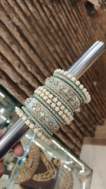 Wedding Floral Design Thread Bangle Chura Set For Women