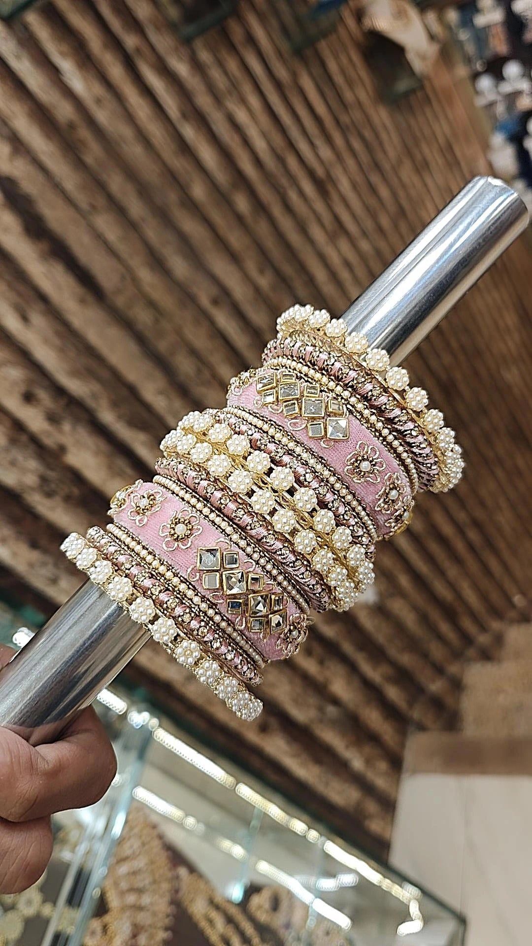 Wedding Floral Design Thread Bangle Chura Set For Women