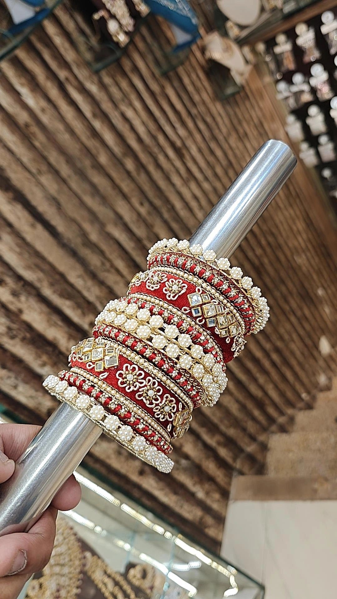 Wedding Floral Design Thread Bangle Chura Set For Women