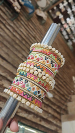 Rajsthani Multicolor Handcrafted Bangle Chura Set For Wedding