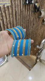 Elegant Bridal Stone Work Bangle Chura Set Set For Wedding