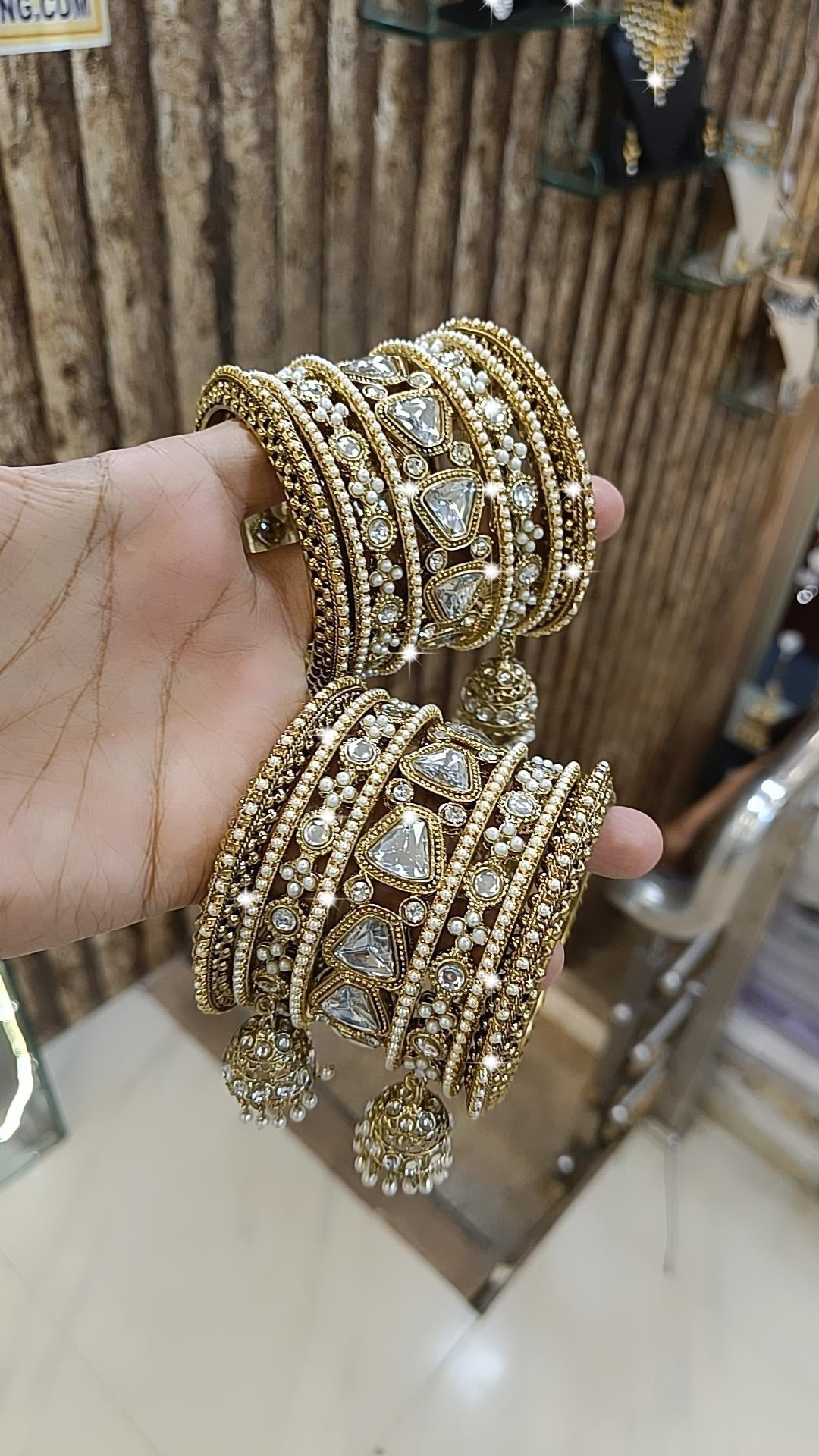 Rajsthani Traditional Stone Work Bridal Chura With Jhumki Set