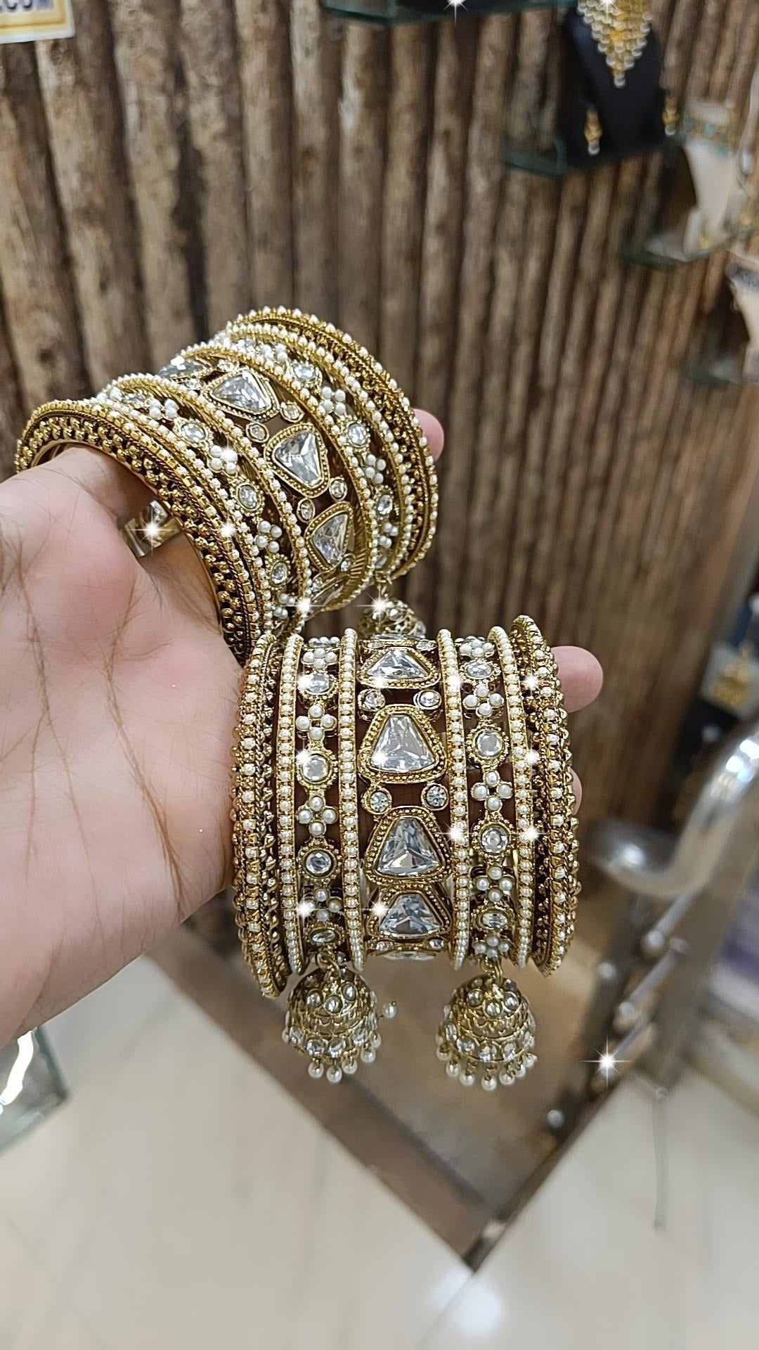 Rajsthani Traditional Stone Work Bridal Chura With Jhumki Set
