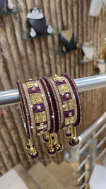Rangila Pearl Stone Beaded Gold Tone Bangle Chura Set
