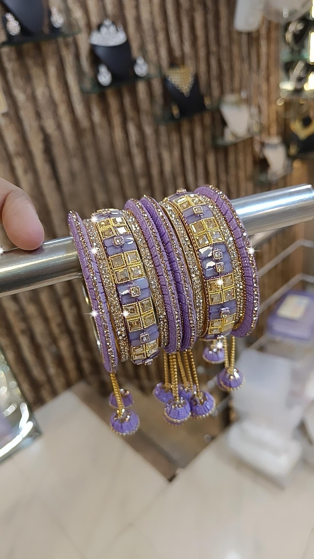 Rangila Pearl Stone Beaded Gold Tone Bangle Chura Set