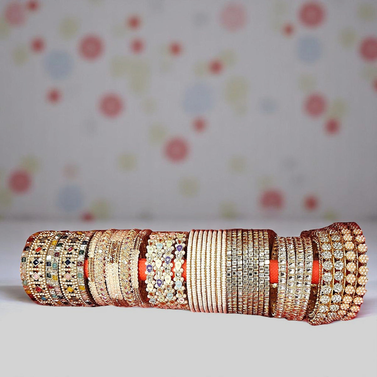 Multicolor Kundan Wedding Gift Combo Box – Elegant 1 Roll Bangles Box