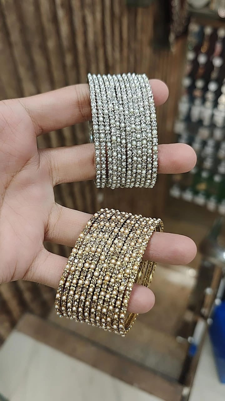 Indian Pearl Bridal Bangle Set For Wedding
