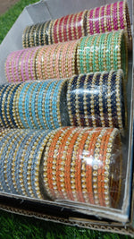 MOTI METAL DOTTED BOX – Set of 12 Colourful Bangle Set