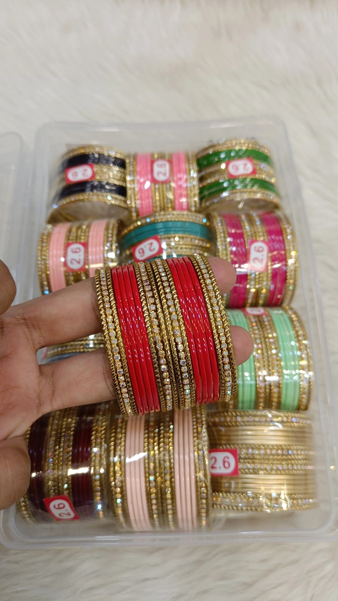Multicolor Rajsthani Steel Metal Bangles Box – Premium Stone Steel Finish