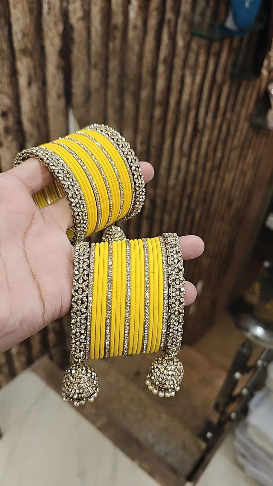 Indian Traditional Kundan Bangle Chura With Jhumar Set For Women