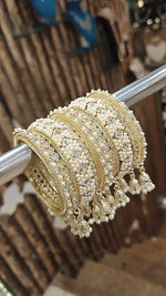 Indian Bridal Kundan Stone Work Bangle Chura Set For Women