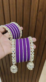 Jaipuri Traditional Thread Gold Plated Kundan Bridal Bangle With Set