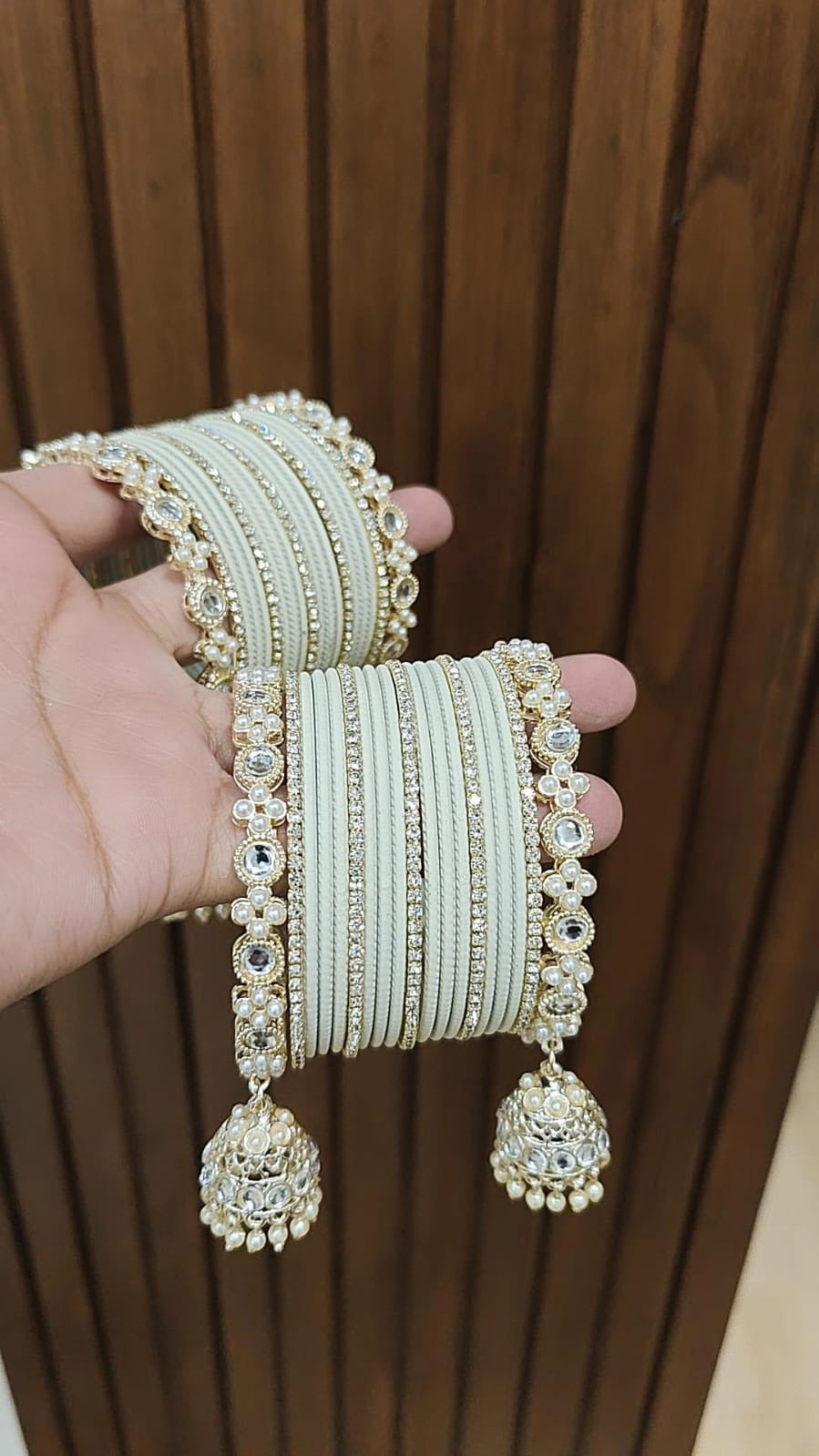 Jaipuri Traditional Thread Gold Plated Kundan Bridal Bangle With Set