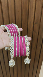 Jaipuri Traditional Thread Gold Plated Kundan Bridal Bangle With Set