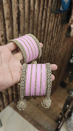 Pakistani Gold Plated Thread Kundan Wedding Bangle With Jhumki Set For Anniversary Gift