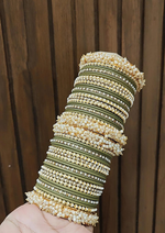 Floral Motif Stone Beaded Bridal Bangle Set For Set Wedding