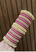 Floral Motif Stone Beaded Bridal Bangle Set For Set Wedding