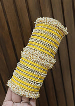 Floral Motif Stone Beaded Bridal Bangle Set For Set Wedding