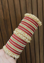 Floral Motif Stone Beaded Bridal Bangle Set For Set Wedding