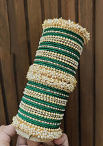 Floral Motif Stone Beaded Bridal Bangle Set For Set Wedding