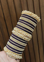 Floral Motif Stone Beaded Bridal Bangle Set For Set Wedding