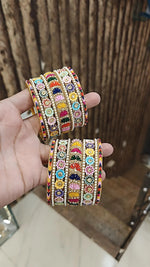 Jaipuri Flower Design Multicolor Bangle Chura Set | Indian Bangle Set | Indian Jewelry | Traditional Jewelry