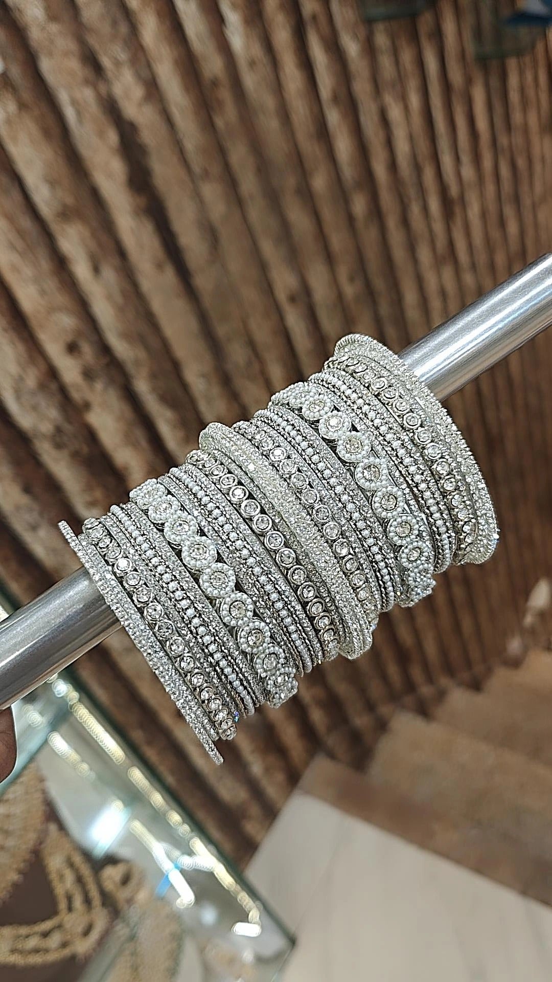 Silver Stone Work Bangle Set | Pakistani Bangle Set | Pakistani Jewelry | Traditional Jewelry