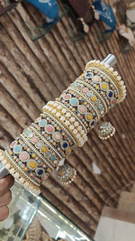 Rajsthani Multicolor Kundan Bagle Kada Set For Women| Pakistani Bangle Set | Pakistani Jewelry | Traditional Jewelry
