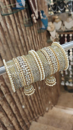 Pakistani Golden Floral Design Bangle Jhumki Set | Indian Bangle Set | Indian Jewelry | Traditional Jewelry