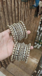 Antique Golden Mirror Work Bangle Kada Set | Pakistani Bangle Set | Pakistani Jewelry | Traditional Jewelry