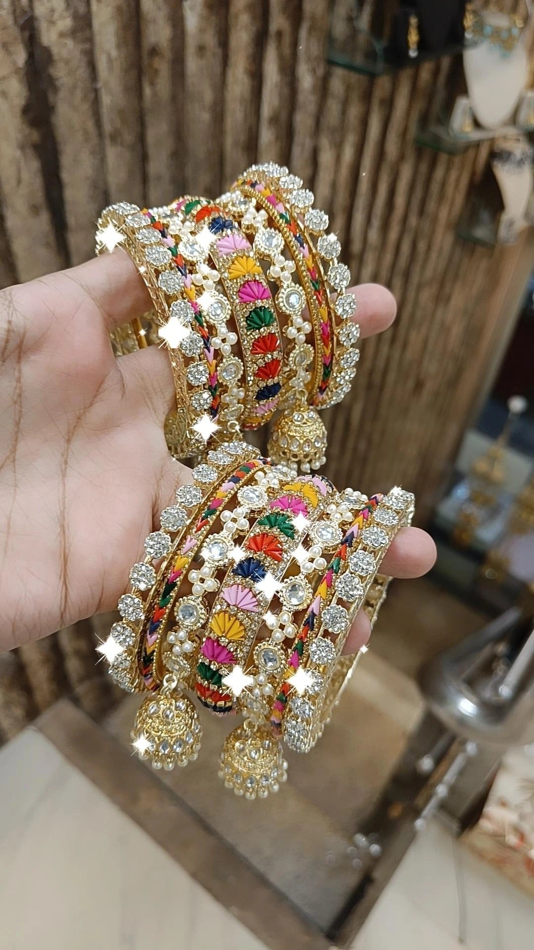 Traditional Multicolor Kundan Stone Work Bangle Jhumki Set | Indian Bangle Set | Indian Jewelry | Traditional Jewelry