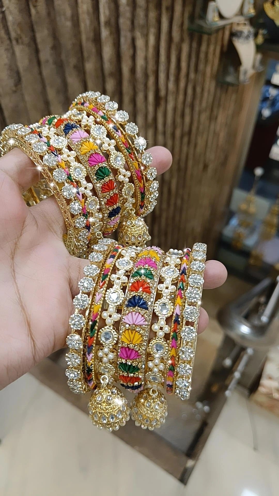 Traditional Multicolor Kundan Stone Work Bangle Jhumki Set | Indian Bangle Set | Indian Jewelry | Traditional Jewelry