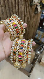 Traditional Multicolor Kundan Stone Work Bangle Jhumki Set | Indian Bangle Set | Indian Jewelry | Traditional Jewelry
