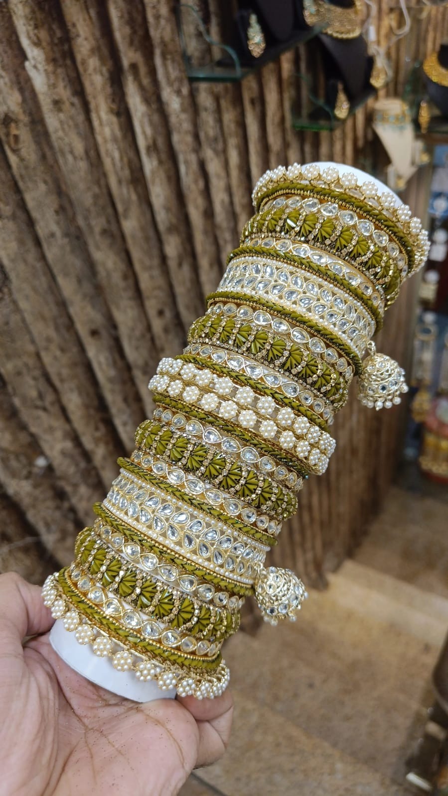 Lucknowi Traditional Stone Work Bangle Jhumki With Kada Set | Pakistani Bangle Set | Pakistani Jewelry | Traditional Jewelry