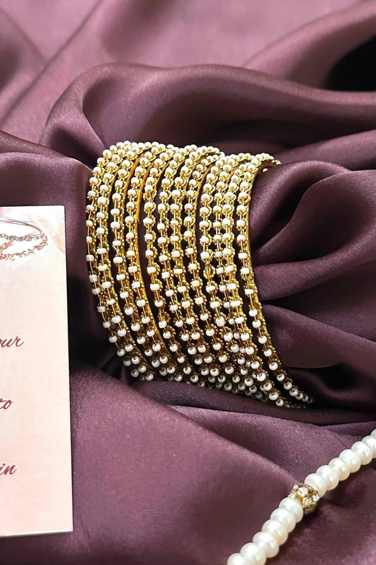 Gold plated pearl bangles