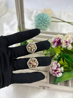 Nat Premium Moissanite Kundan Finger Ring – Adjustable Bridal Jewelry