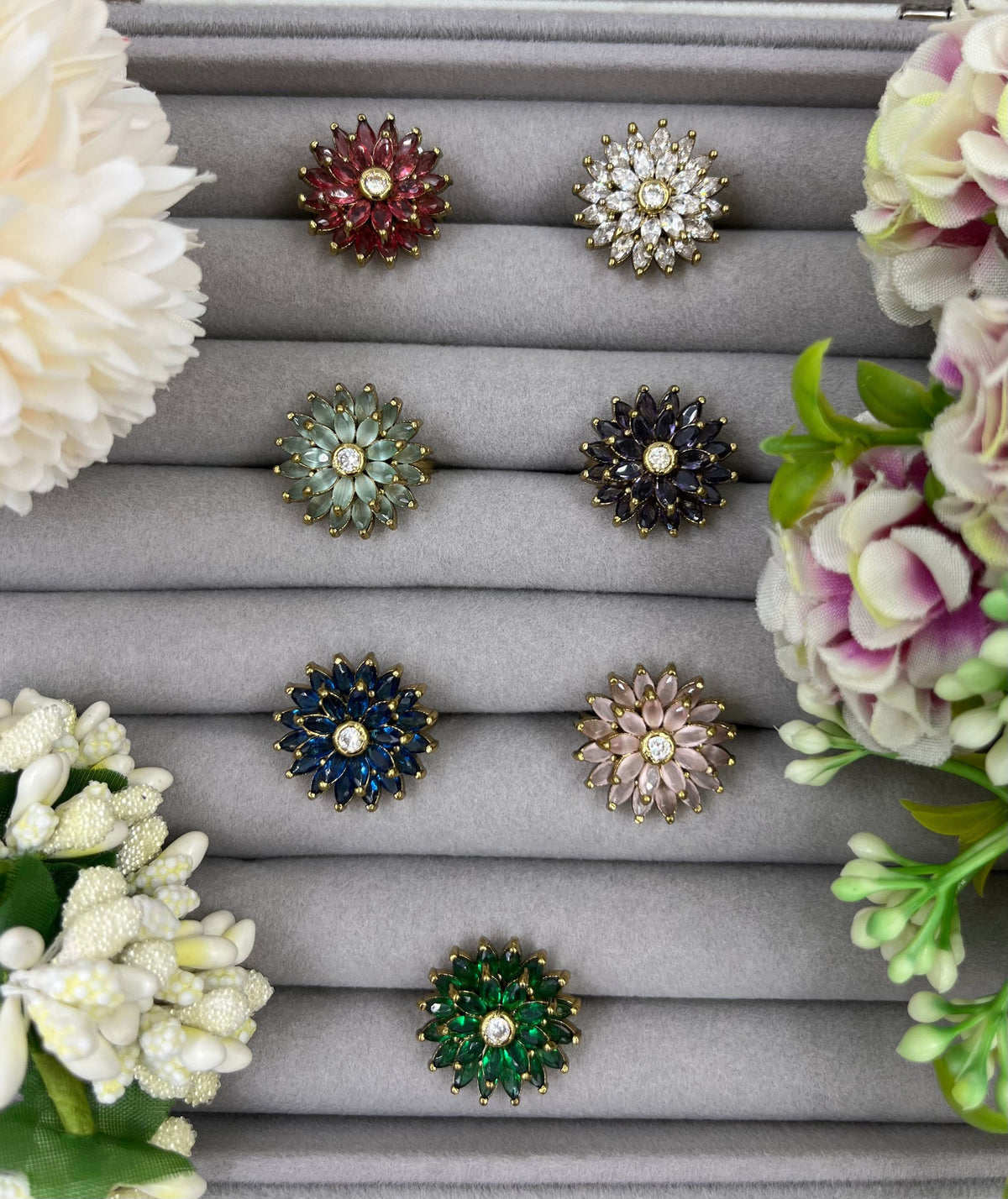 Flower Victorian American Diamond Ring – Elegant Bridal & Party Jewelry