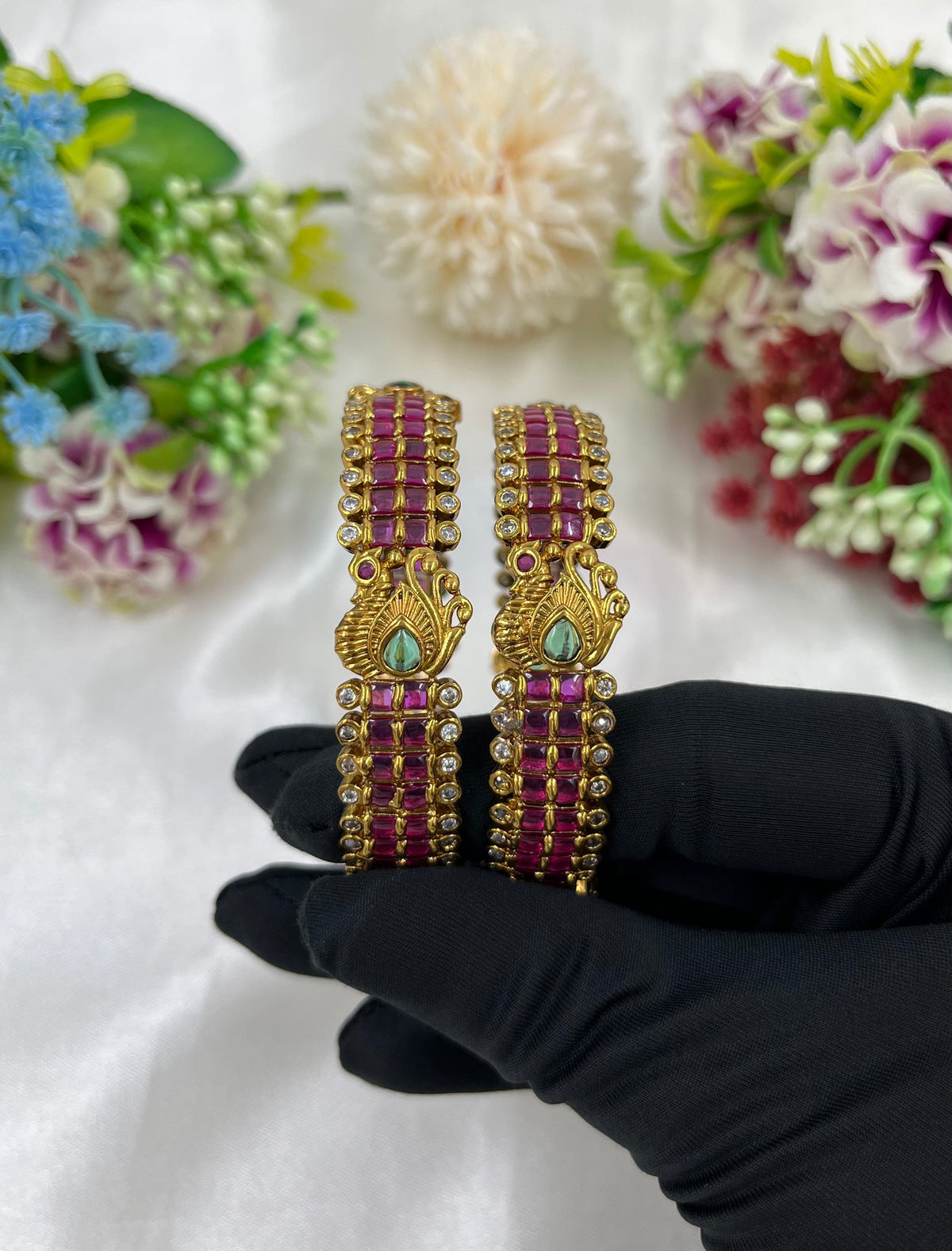Temple Premium Gold Plated Bangles – Traditional South Indian Jewelry