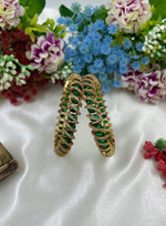 Gold-Tone Stone Kada Bangles with Diamond Accents | Indian Jewellery | Premium Indian Kada Set for Women