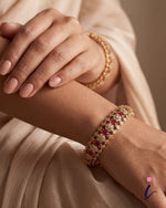 Victorian Pink Stone Bangles for Women | Gold Plated Designer Kada Bangles Set | Bridal Wedding & Party Wear Jewellery