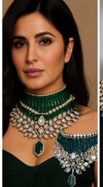 Katrina Kaif Inspired Choker Necklace Set with Kundan Polki & Pear Drop Detailing Bridal Statement Jewelry