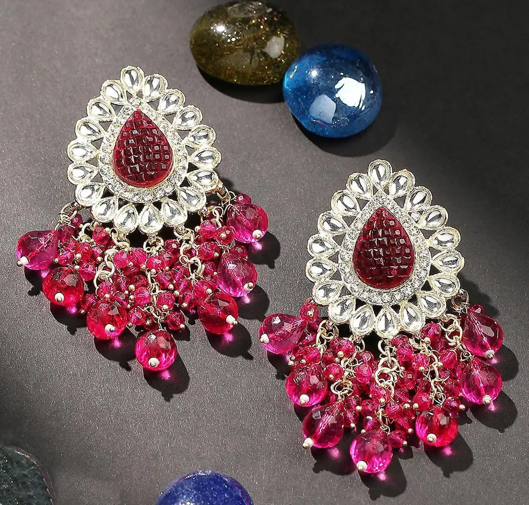 Bollywood Kundan Earrings Indian Earrings pearl Earring Pakistani Earrings Statement